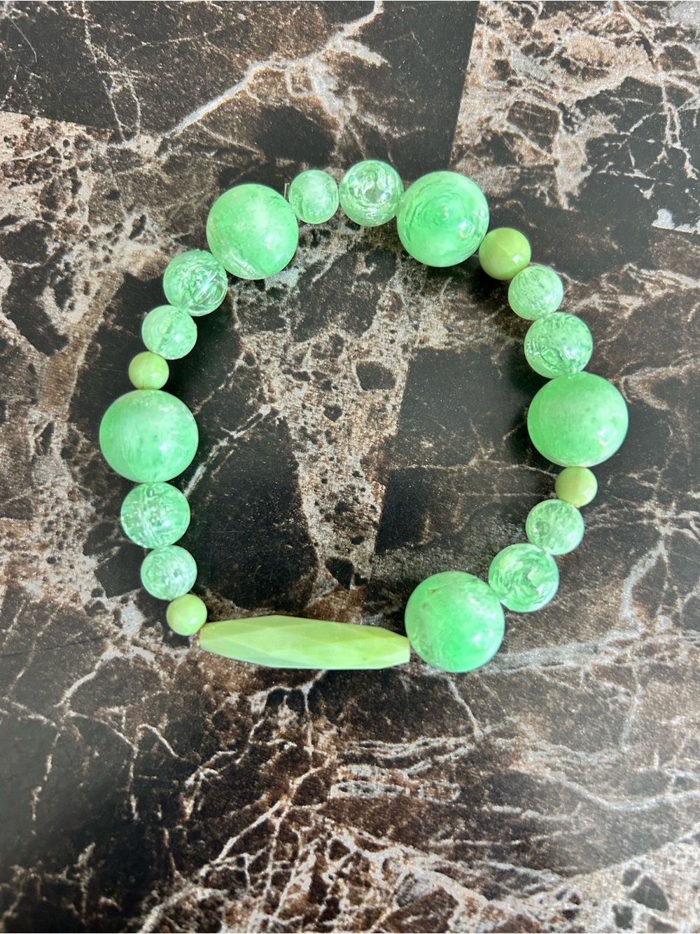 Handmade Green Beaded Stretch Bracelet - Women Jewelry